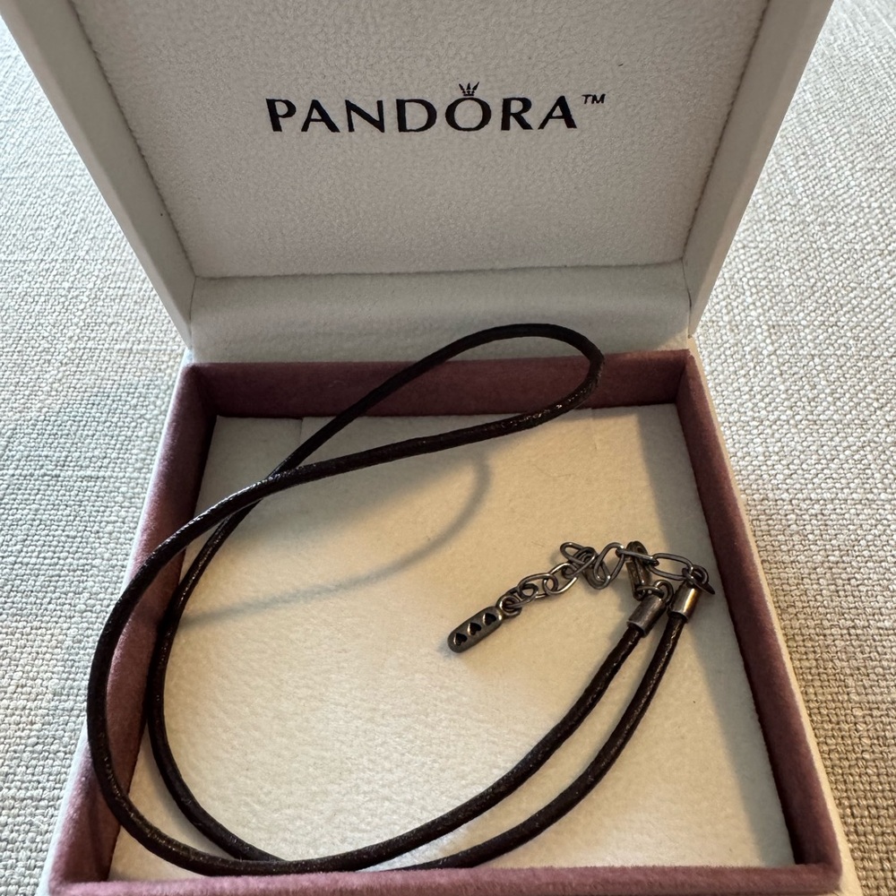 Pandora Dark Brown Leather Necklace 16” - Picture 4 of 5